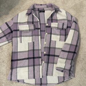 Kittenish Lavender and Cream Plaid Button-Down Shirt